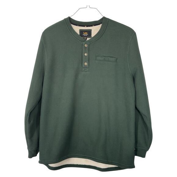 Lee Thermal Waffle Knit Sherpa Lined Henley Sweater 2XL Outdoor Chore Shacket - Picture 14 of 16
